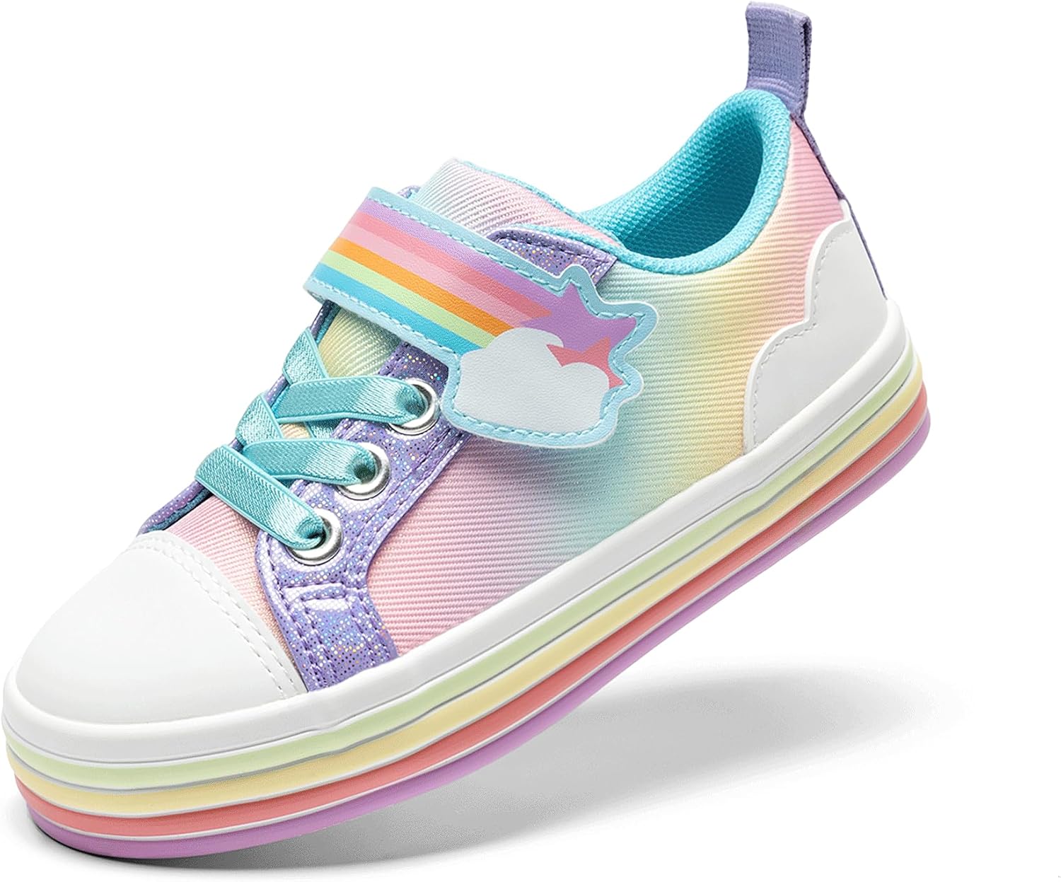 DREAM PAIRS Toddler Girls Shoes Rainbow Sneakers Casual School Walking Hook and Loop Footwear for Toddler/Little Kids