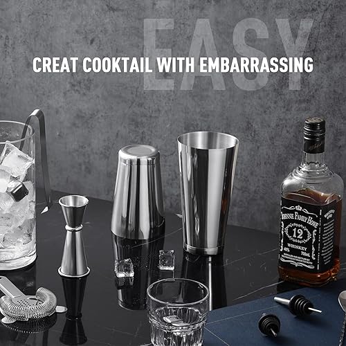 Miniatura 4 de Bolsa de kit de barman de viaje | Juego completo de cóctel profesional de 25 piezas con elegante bolsa de kit de viaje portátil | Juego de barra de