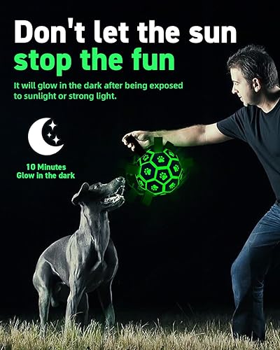 Miniatura 6 de QDAN Juguetes prémium para perros que brillan en la oscuridad, pelota de perro con correas, pelota de fútbol para perros, juguetes para perros al