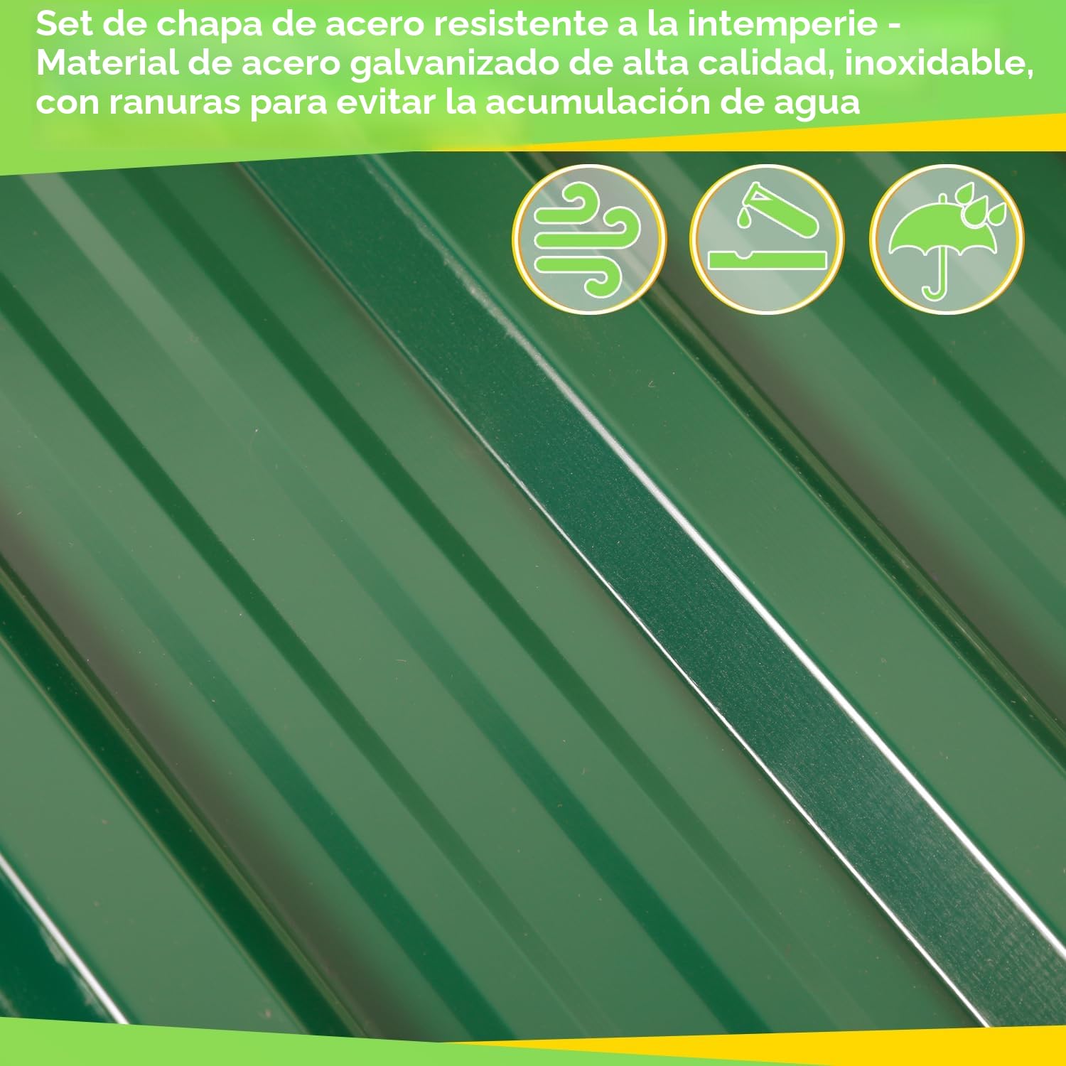 Juego de 12 placas de chapa trapezoidal galvanizadas para techos – Láminas de acero verdes y robustas con protección contra la oxidación, ideales para garajes y cubiertas de techo, superficie