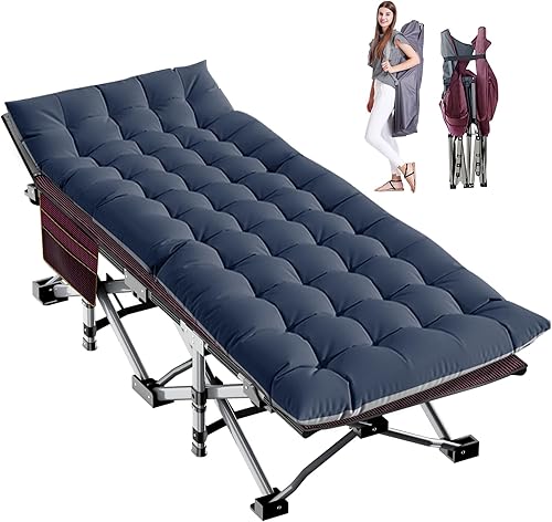 Miniatura 27 de LILYPELLE Catre de Camping Plegable, Catres para Dormir Extra Anchos de Servicio Pesado con Bolsa de Transporte, Catres de Campamento de Viaje Negro