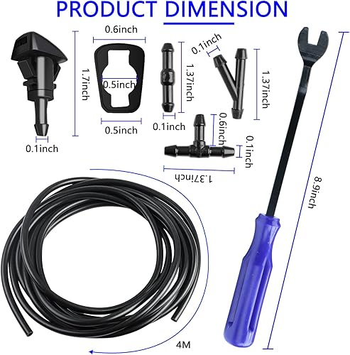 Miniatura 2 de Kit de boquillas para limpiaparabrisas compatible con Chrysler Dodge Jeep Ram Kit de manguera de boquilla para limpiaparabrisas de 13.1 ft, manguera