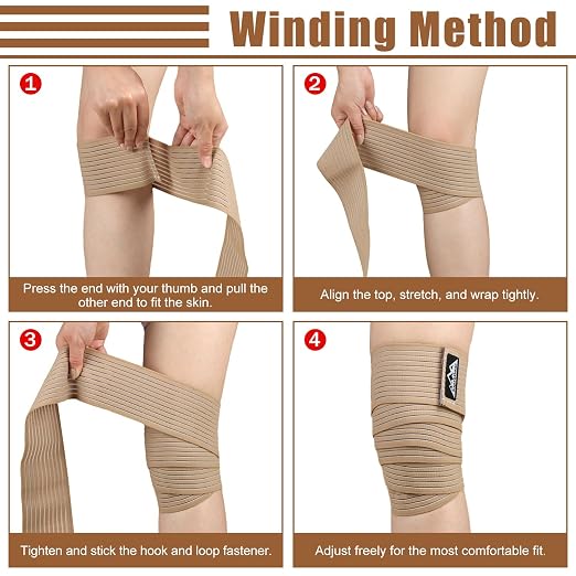 supregear 2 Pcs Hamstring and Thigh Compression Wraps, Adjustable Thigh Brace for Muscle Sprain, Quadricep Support Sleeve for Men and Women, Elastic Bandages for Knee Calf Arm Leg, 200 cm/79 in, Khaki miniatura 5