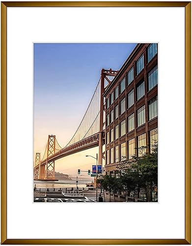 Frametory - Marco de aluminio de 11 x 14 para fotos de 8 x 10 (en pulgadas), con paspartú marfil, de pared, con gancho de sierra, pestañas