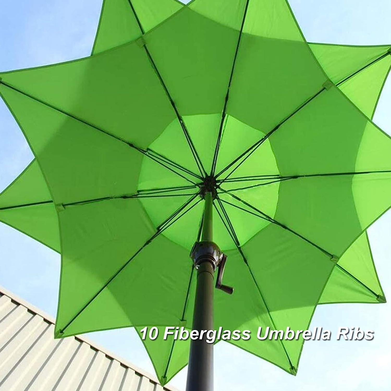 Parasol Tarasowy Parasol Plażowy 8,2FT 2-poziomowy Ogrodowy Z Wentylacją Wodoodporny 10 Żebrami Zewnątrz(Grün)
