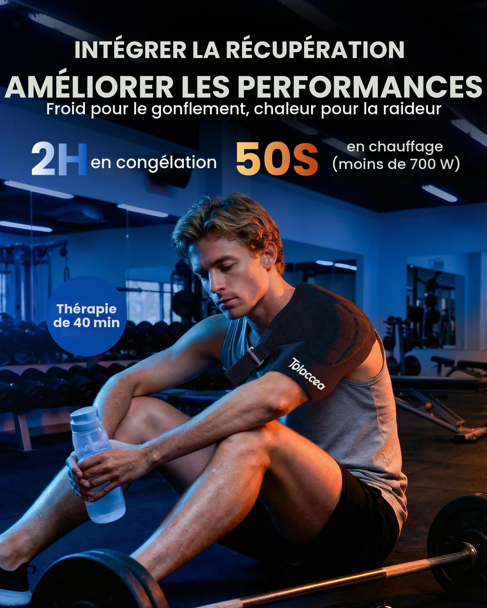 Tolaccea Épaulière de Compression Froid/Chaud Réutilisable avec Gel ColdFocus Triple Couche - Thérapie 40 Min pour Coiffe des Rotateurs, Tendinite, Récupération Post-Op (Universel)