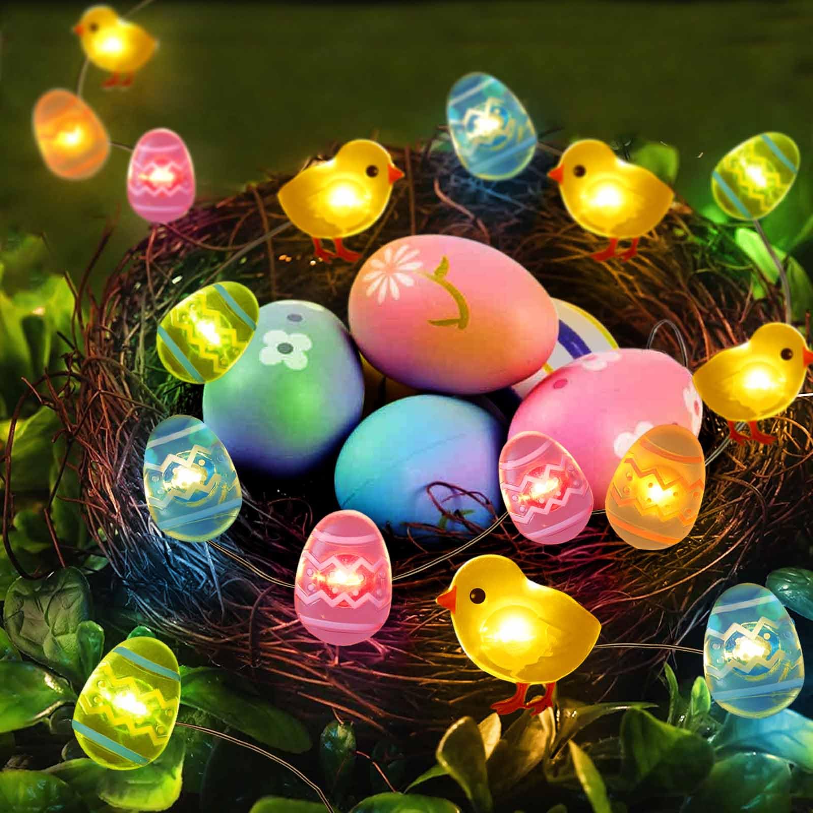 Awinking 50 LED Egg Easter Lights for Easter Decorations, Battery Operated Easter String Lights for Easter Garland Spring Wreath Decor, Mini Lighted Eggs for Home Classroom Hunt Party Mantle Decor