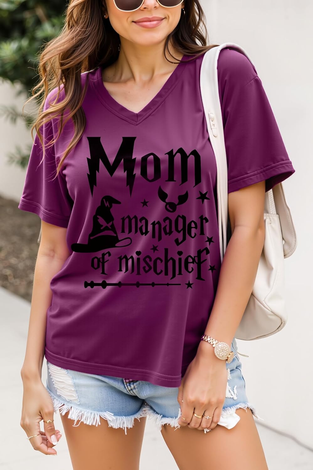 Women T Shirt Funny Mom Manager Shirt Mom Life Tee Magic Mom Shirt Mothers Day Tee Tops Summer Sleeve T Shirts Casual Tops - Image 4