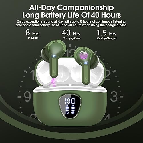 Miniatura 5 de Wireless Earbuds, Bluetooth 5.4 Headphones HiFi Stereo, Bluetooth Earbuds with ENC Noise Cancelling Mic, IP7 Waterproof in Ear Earphones, 48H, LED