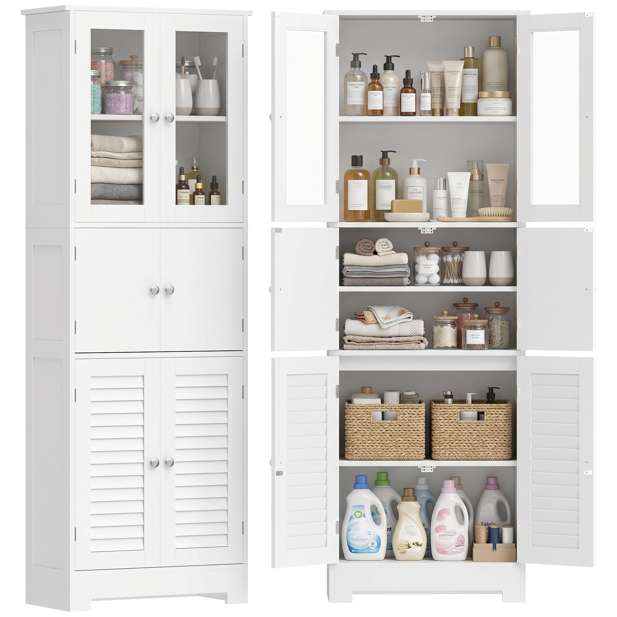 HOMCOM Meuble de Salle de Bain Haut Style Moderne 60x30x170,5cm Blanc