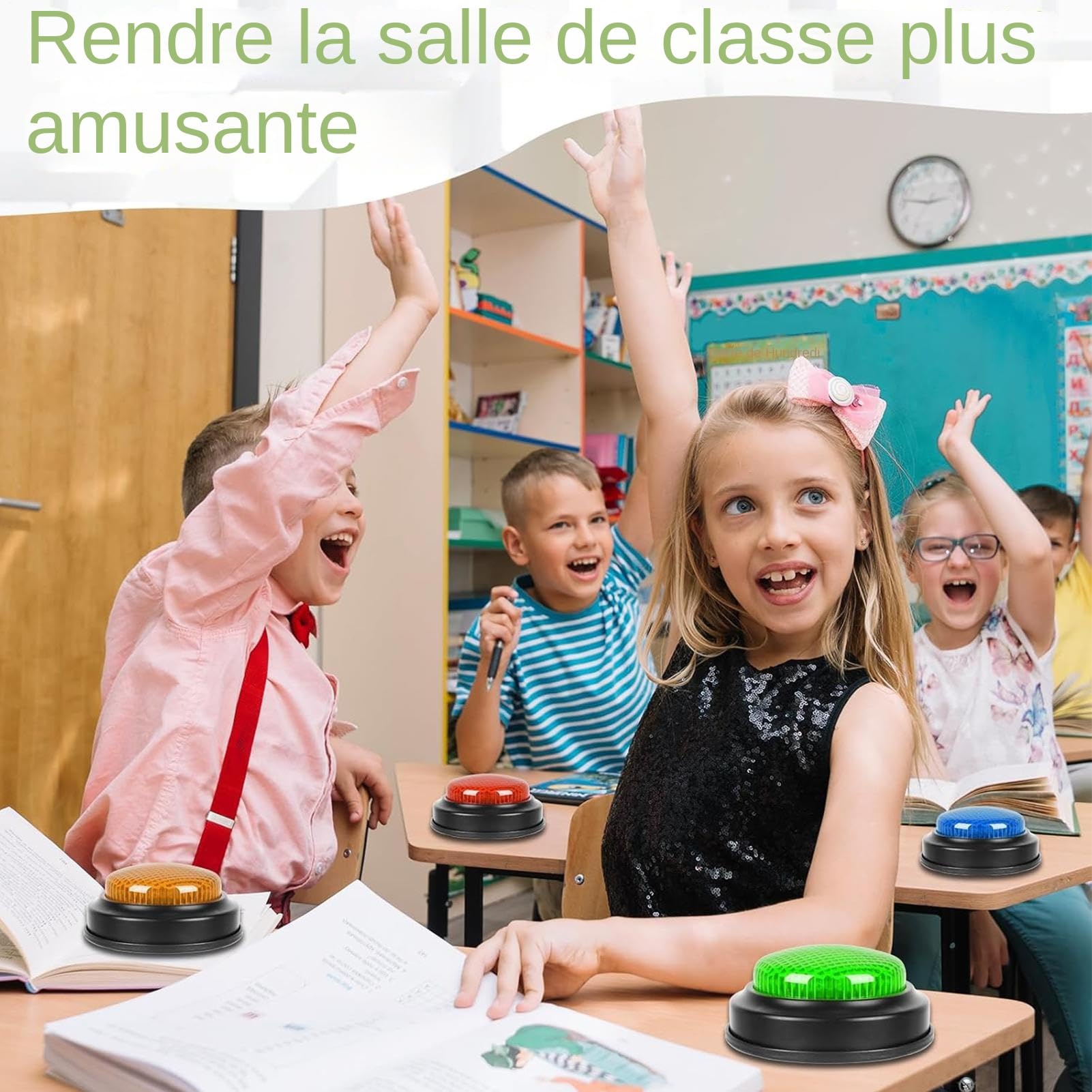 Générique Buzzer Sonore Et Lumineux pour Enseigner avec Salle De Classe, Answer Buzzers Blind Test,Accessoires De Jeu Télévisé (Lot De 4)