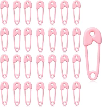 144 Pieces of Plastic Safety Pin Girl Baby Shower Preferred Charm Pink