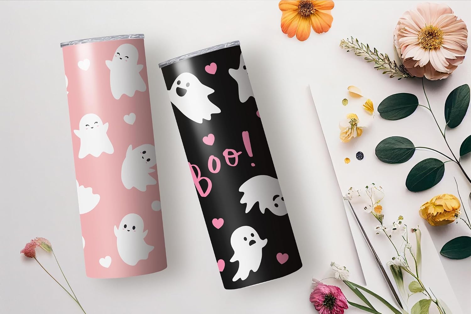 Halloween Tumbler 20Oz, Spooky Mama Tumbler with Lid, Straw, Brush and Non-Slip Base, Use like Water Bottle, Coffee Mug, Travel Mug, Wine Cup. Woman Gift Autumn Tumbler (SpookyMama)