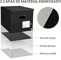 Vista 6 de Caja organizadora de archivos BALEINE con tapa, organizador de carpetas de archivos plegable con deslizador de plástico, caja de carpetas