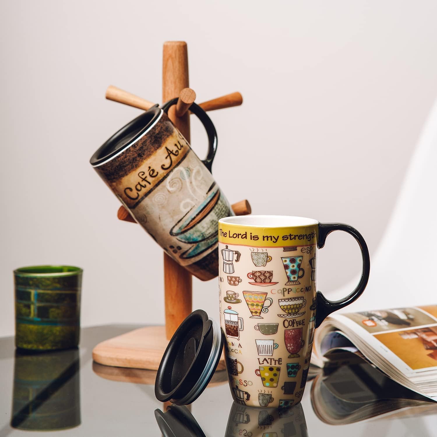 Topadorn Ceramic Travel Mug Coffee Cup Latte Mug with Lid and Color Gift Box, Perfect for Coffee and Tea, Cafe - Image 4