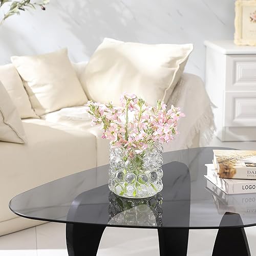 Miniatura 4 de Jarrón de burbujas de vidrio, jarrón transparente para flores, pequeños jarrones de vidrio, jarrones cortos de flores para sala de estar,