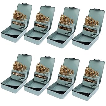 8 Sets 21PCS/Set HSS Titanium Multi-Bits Twist Metal Drill Bits 1/16"-3/8"