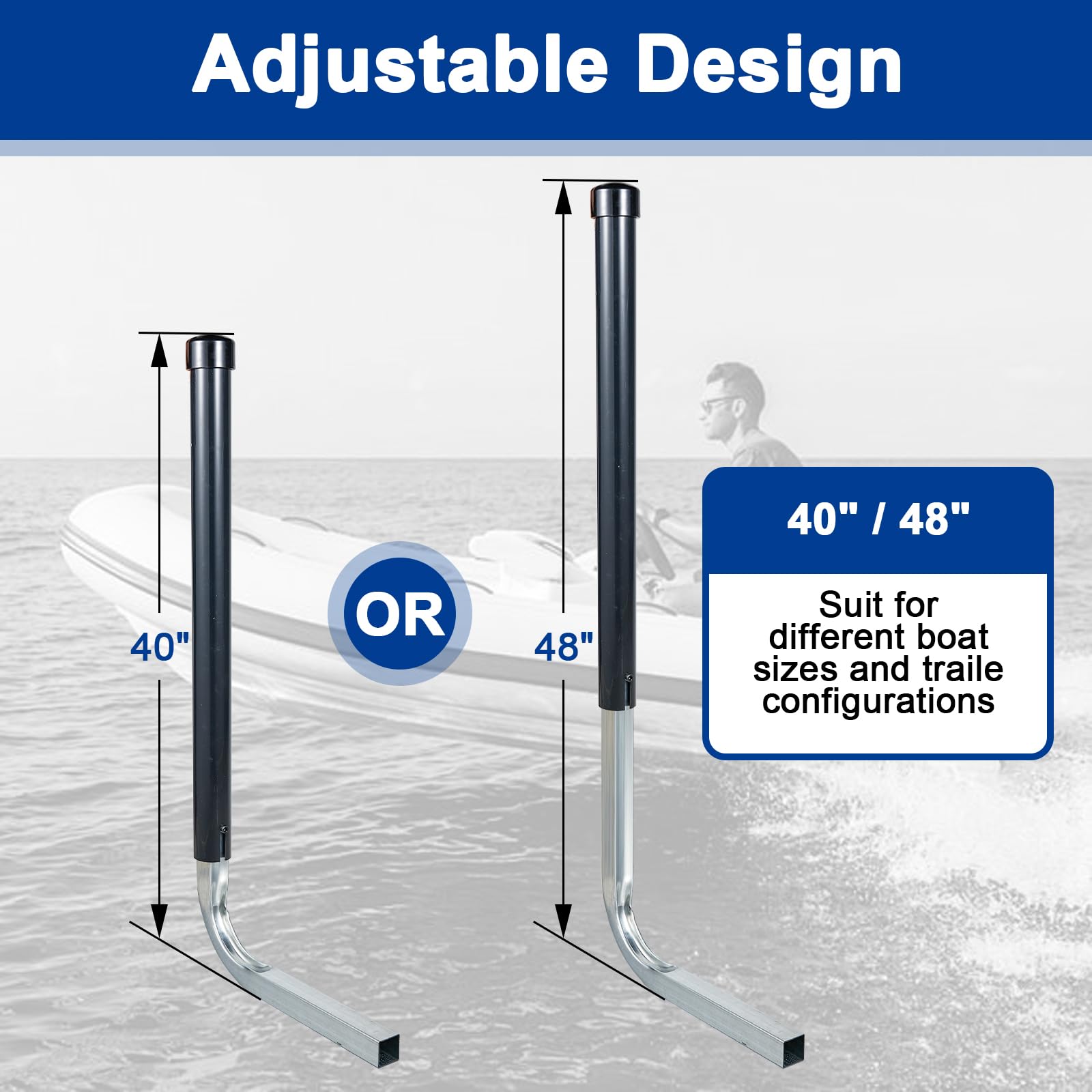 1 Pair of Boat Trailer Guide, Trailer Guide Ons Galvanized Steel for Boat, Fishing Boat, Sailboat Trailer, Silver and Black, L Shaped/T Shaped — Amazon image 3