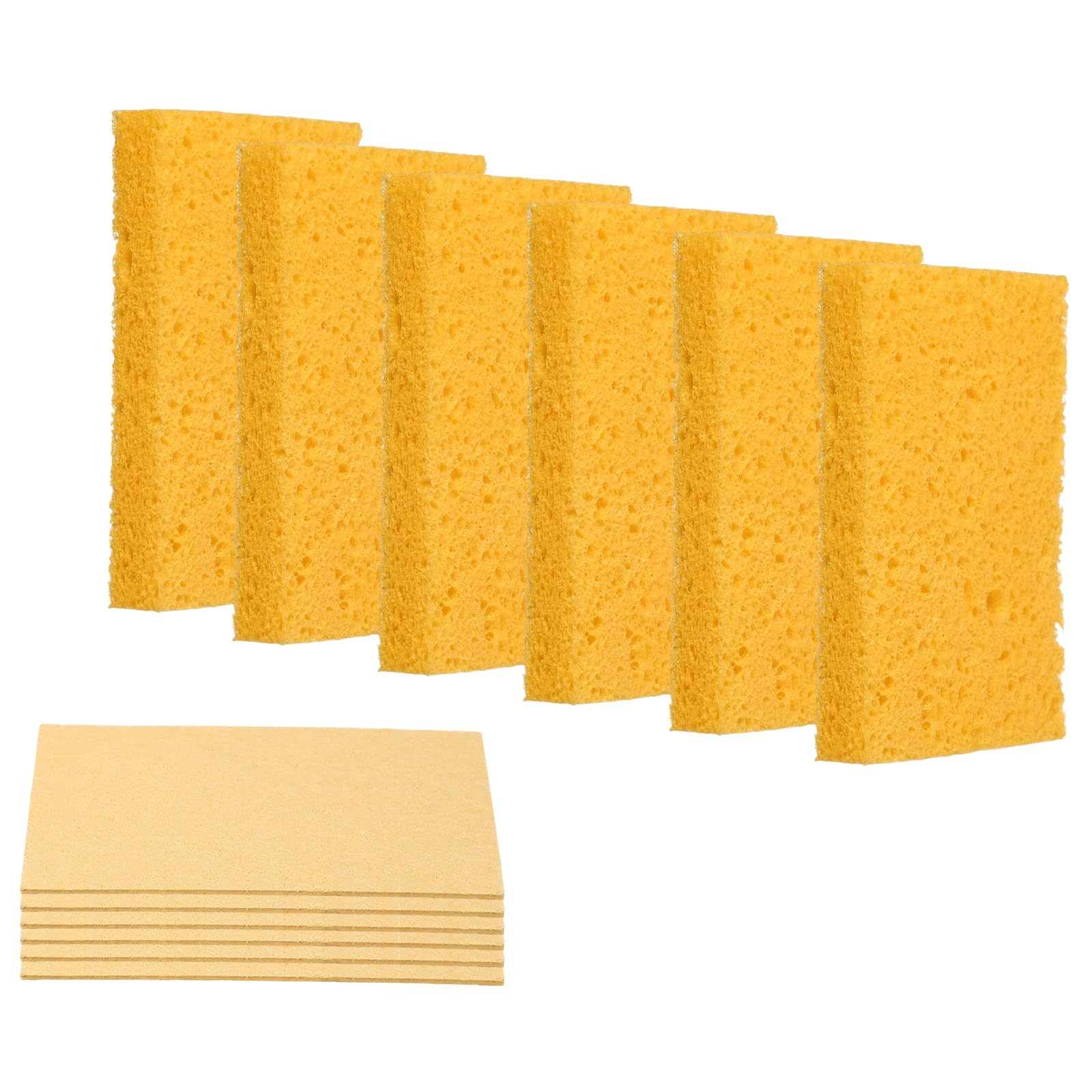 Muiltvoe 6Pcs Cellulose Sponges, Square Kitchen Clean Sponges Non-Scratch Compressed Dish Scrubber for Kitchen Household Cookware Bathroom Cleaning & DIY, White