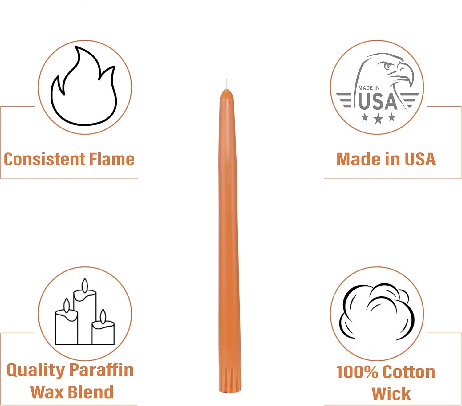 CandleNScent Taper Candles | Tapered Candlesticks - dripless 10 Inch unscented | Orange | 4 Pack : Home & Kitchen