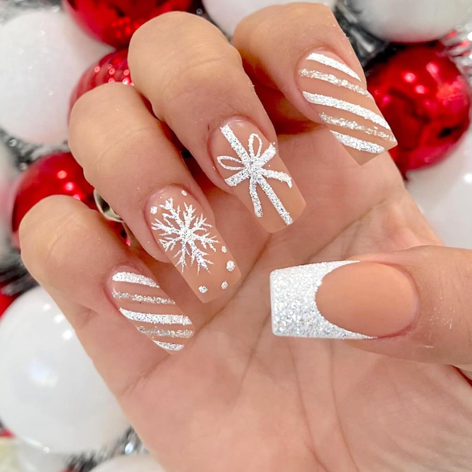 Amazon.com: Vopintpy Christmas Press on Nails Medium Square Fake
