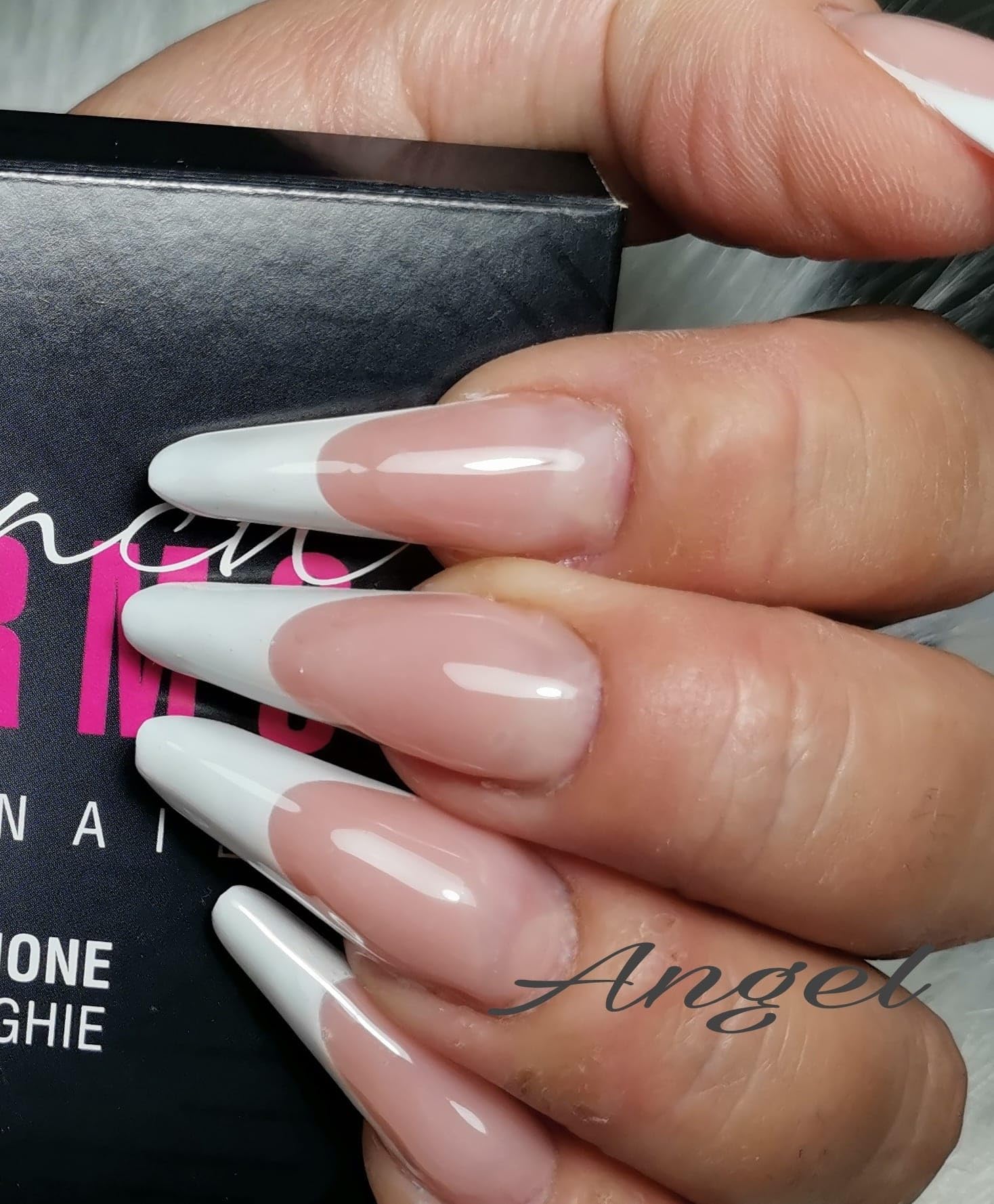 Beauty Space nails - 2 EASY FRENCH silicone stencil sticker stampo per linea muretto per dualforms, soft silicone riutilizzabili per sistema dual system (MODELLO STILETTO LONG+SHORT)