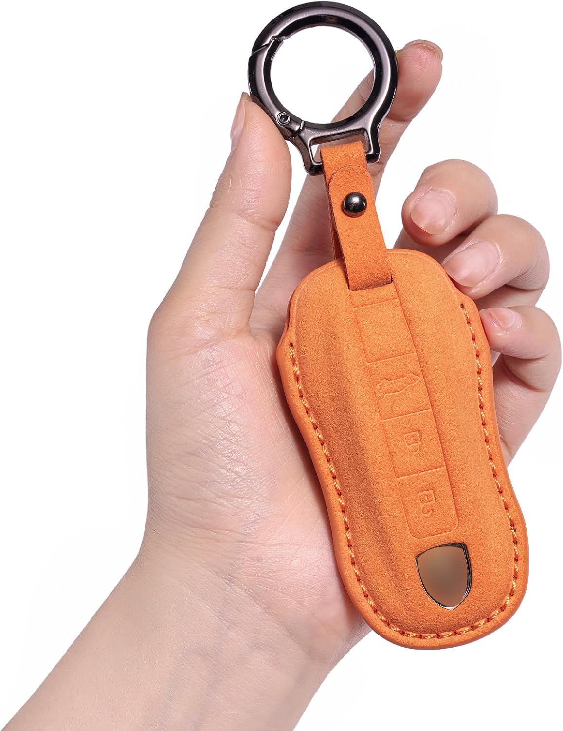 for Porsche Genuine Leather Key fob Cover,Compatible with Porsche 911 Cayenne Panamera TAYCAN Keyless Entry Smart Key Case