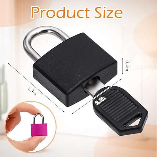 Miniatura 2 de 10 cerraduras de maleta con llaves, mini cerraduras de metal multicolor para equipaje, candado de cobre cubierto de plástico para cajas, taquillas,