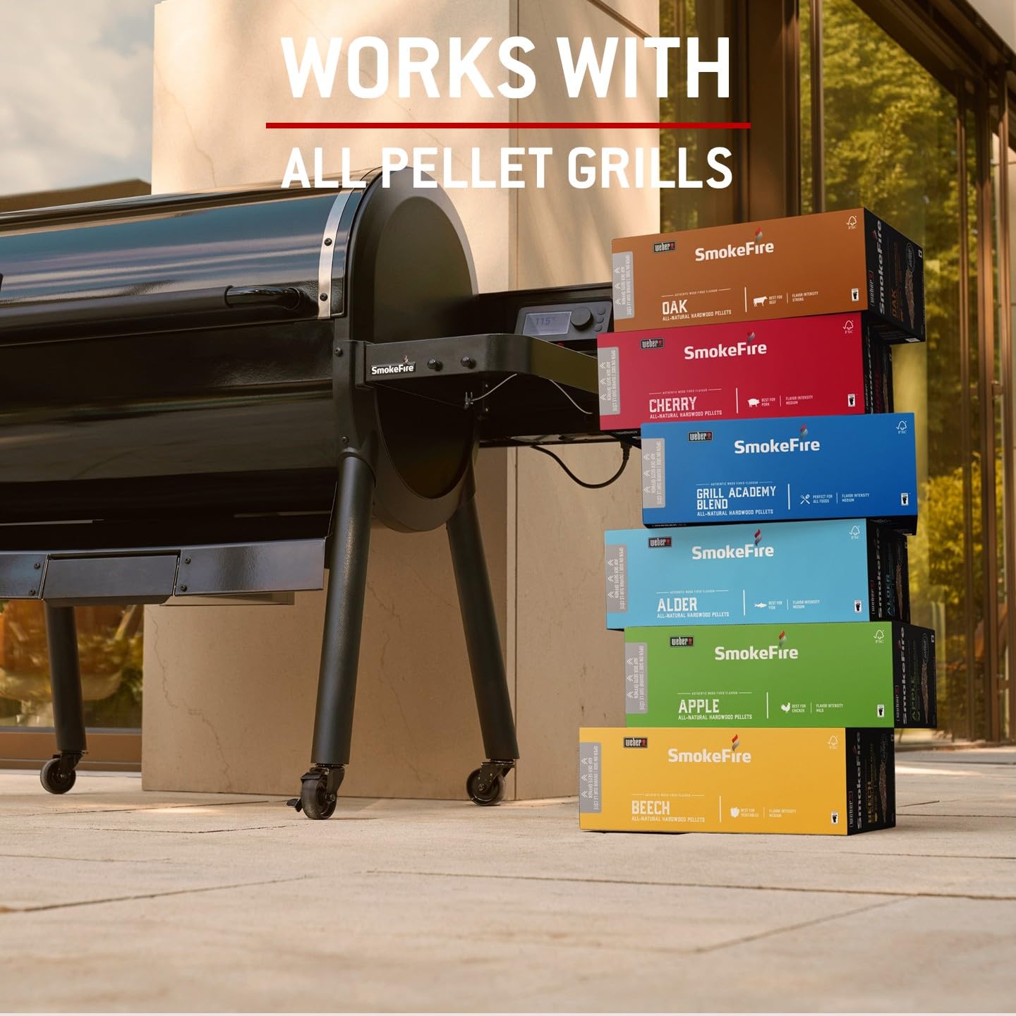 Weber Holzpellets - Grillacademy Blend (8kg), perfekt zum Räuchern von Gemüse, Fisch und Allen Fleischarten, Allrounder 100% natürliche Holzpellets, FSC zertifiziertes Holz (18294)
