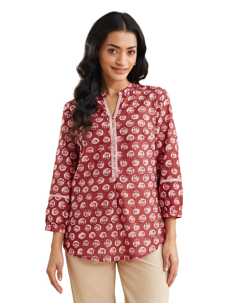 fabindia Red Cotton Hand Block Printed Tunic-picture-40