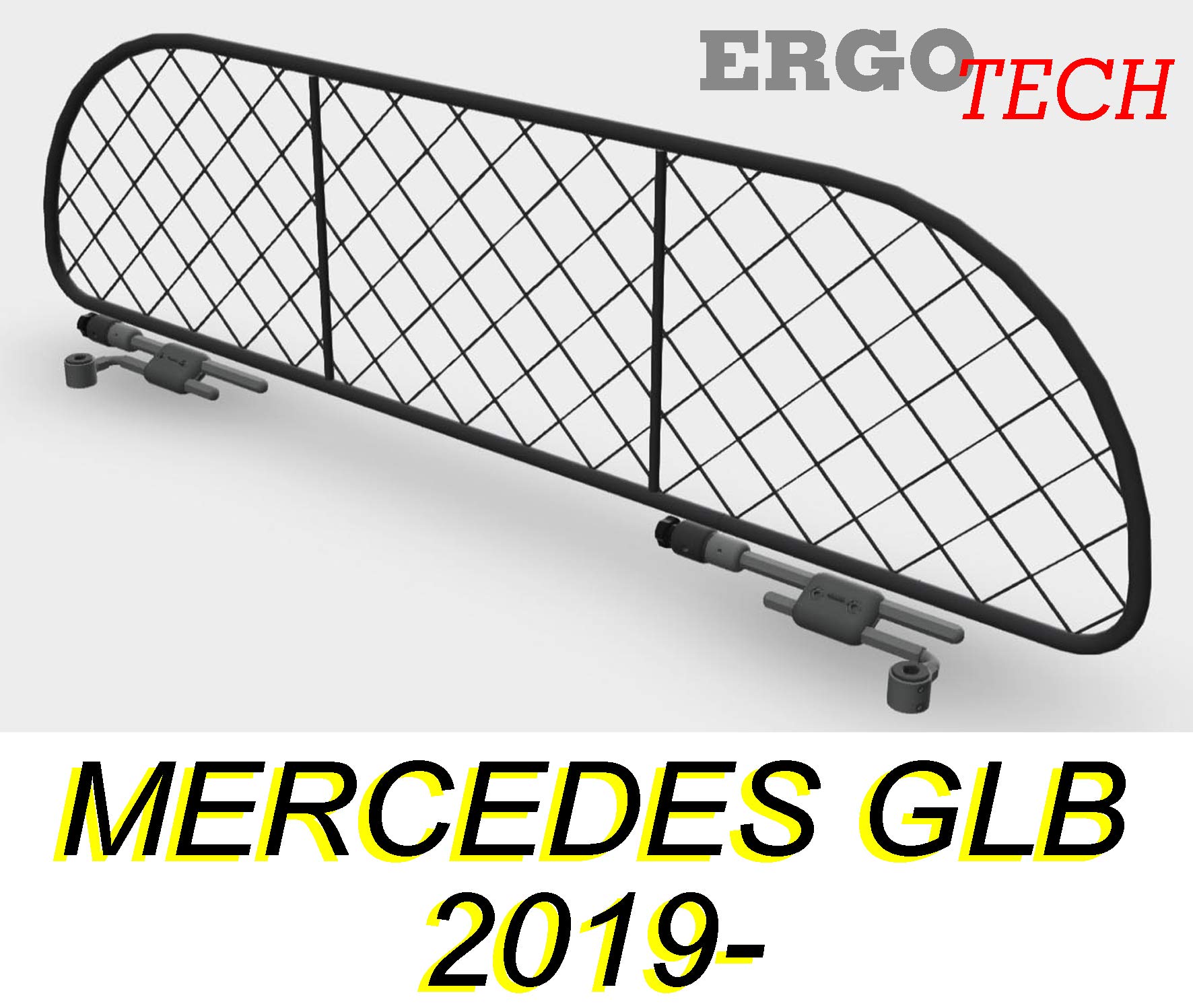 ERGOTECH Divisorio Griglia Rete Divisoria per Mercedes GLB (dal 2019 in Poi) RDA65-S, per Trasporto Cani e Bagagli