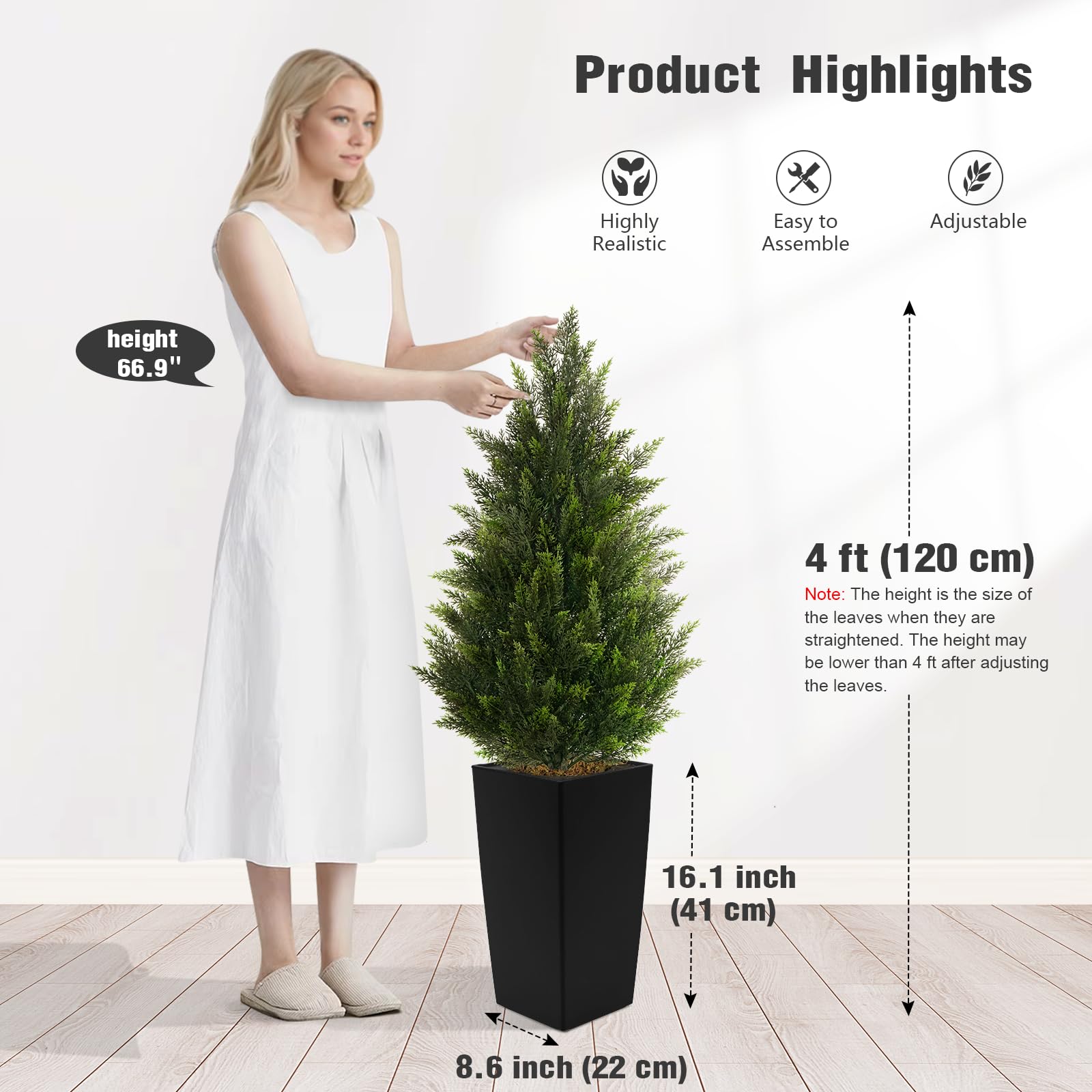 Plante Artificielle Exterieur 2 Pack Arbre Topiaire Cèdre Cyprès Artificiel en Pot Décoration Jardin