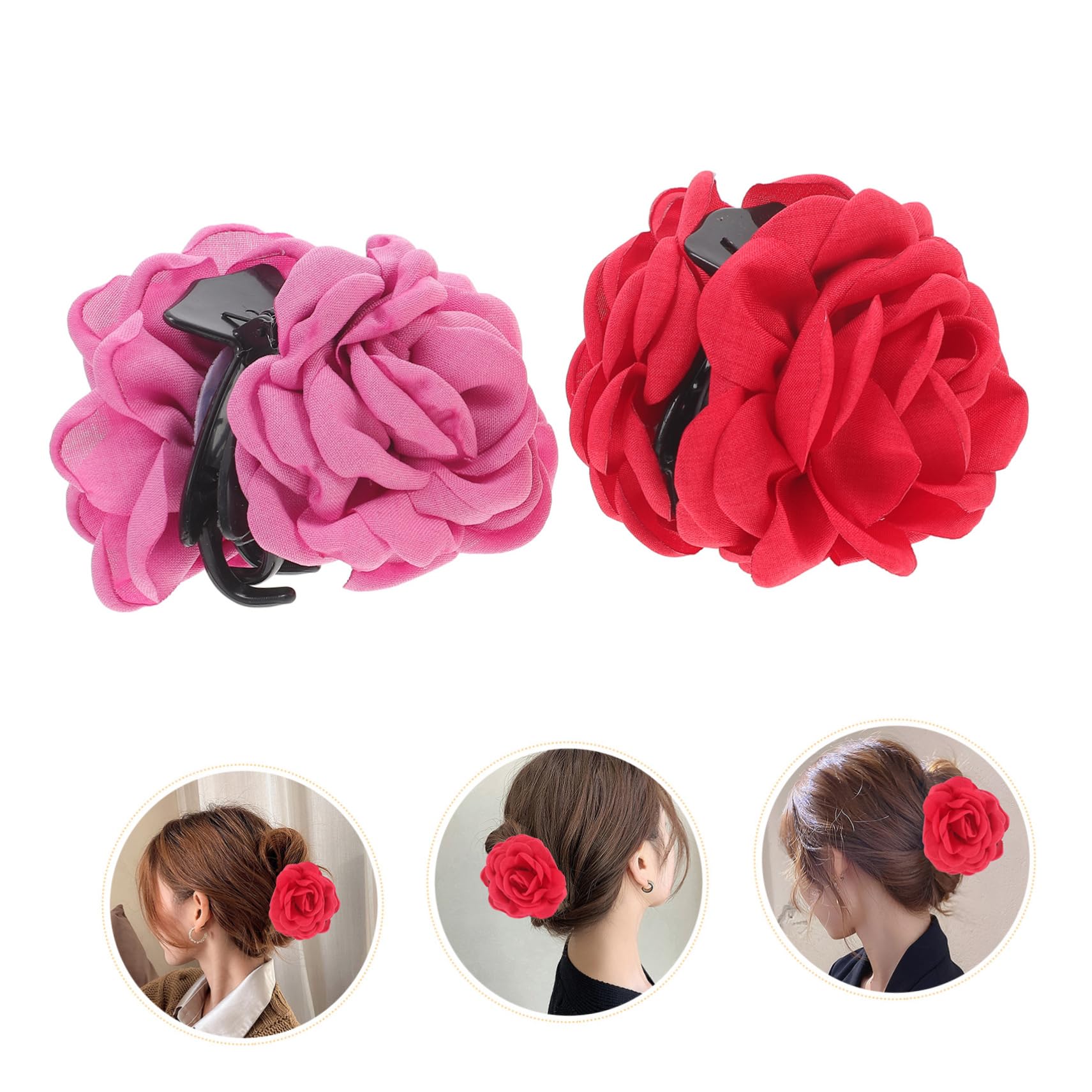 Healeved 6pezzi Fermagli Per Donna Grandi Clip Forma Di Fiore Accessori Eleganti Per Acconciature Per Ogni Occasione e Rosacompatibile Con Sottile e Spessi