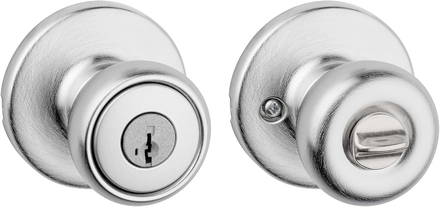 Kwikset Tylo Entry Door Knob with Lock and Key, Secure Keyed Handle Exterior Doorknob, Front Entrance and Bedroom, Satin Chrome, Pick Resistant SmartKey Rekey Security Kwikset Tylo Entry Door Knob with Lock and Key, Secure Keyed Handle Exterior Doorknob, Front Entrance and Bedroom, Satin Chrome, Pick Resistant SmartKey Rekey Security