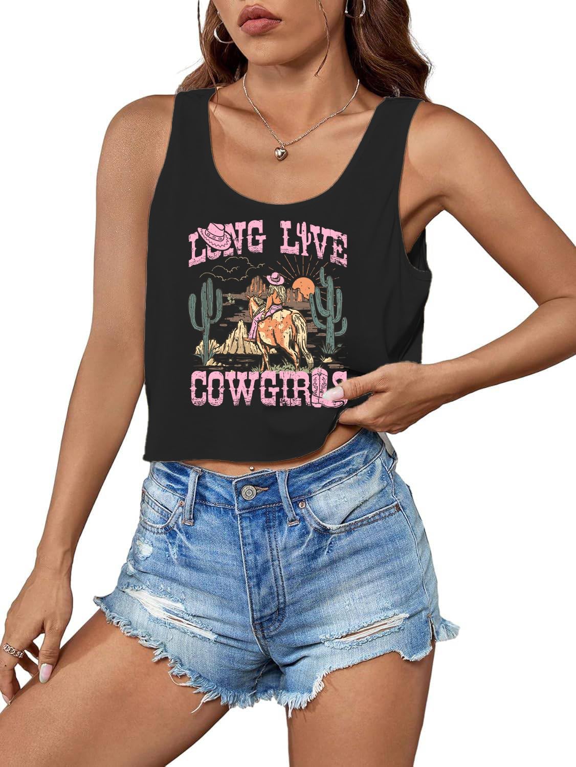 Womens Country Concert Cowgirl Tank Tops Sexy Western Graphic Crop Outfits for Teens