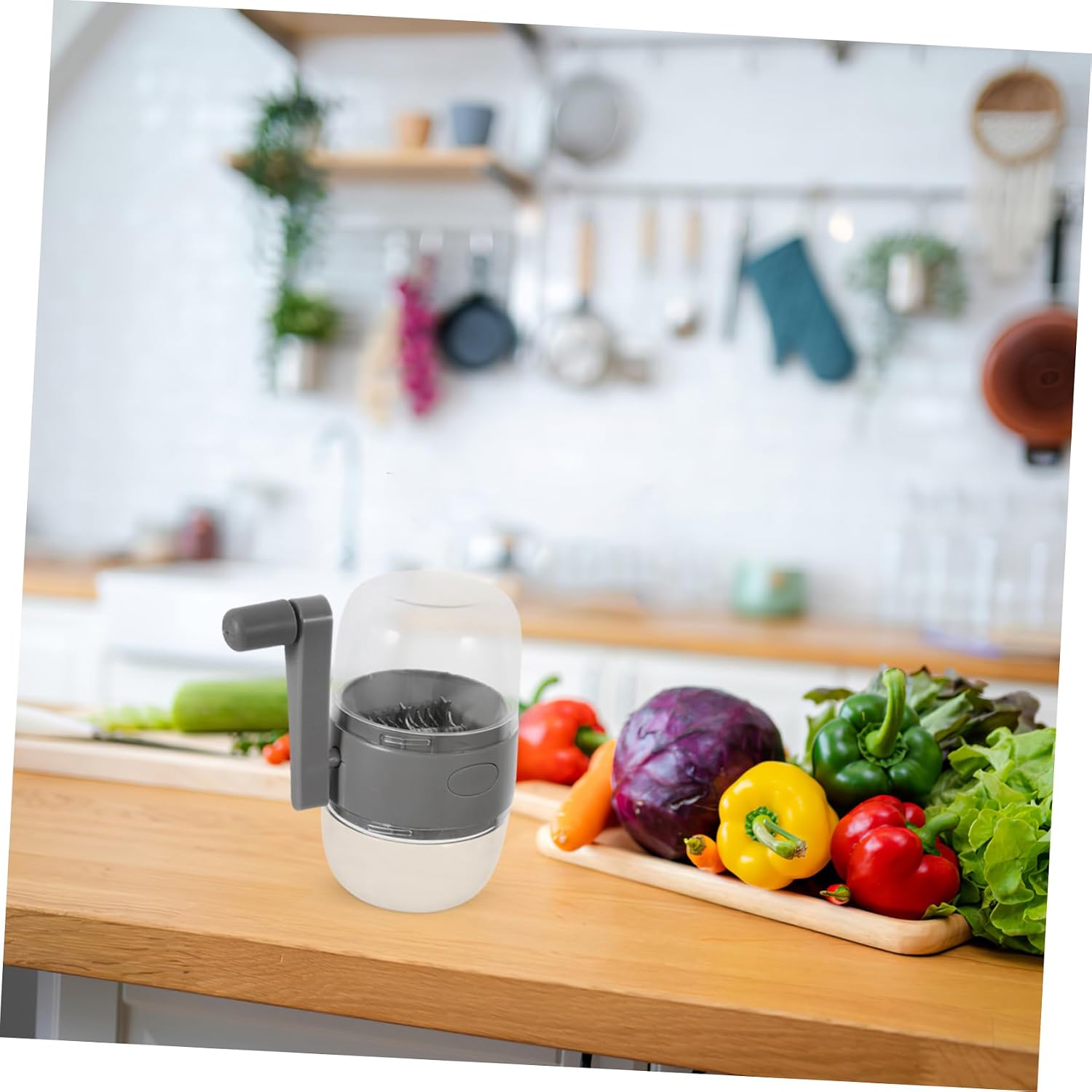 Manual Garlic Ginger Chopper Nut Dried Fruit Blender Garlic Grinder Hand Crank Food Processor Easy Cleaning Space Efficient