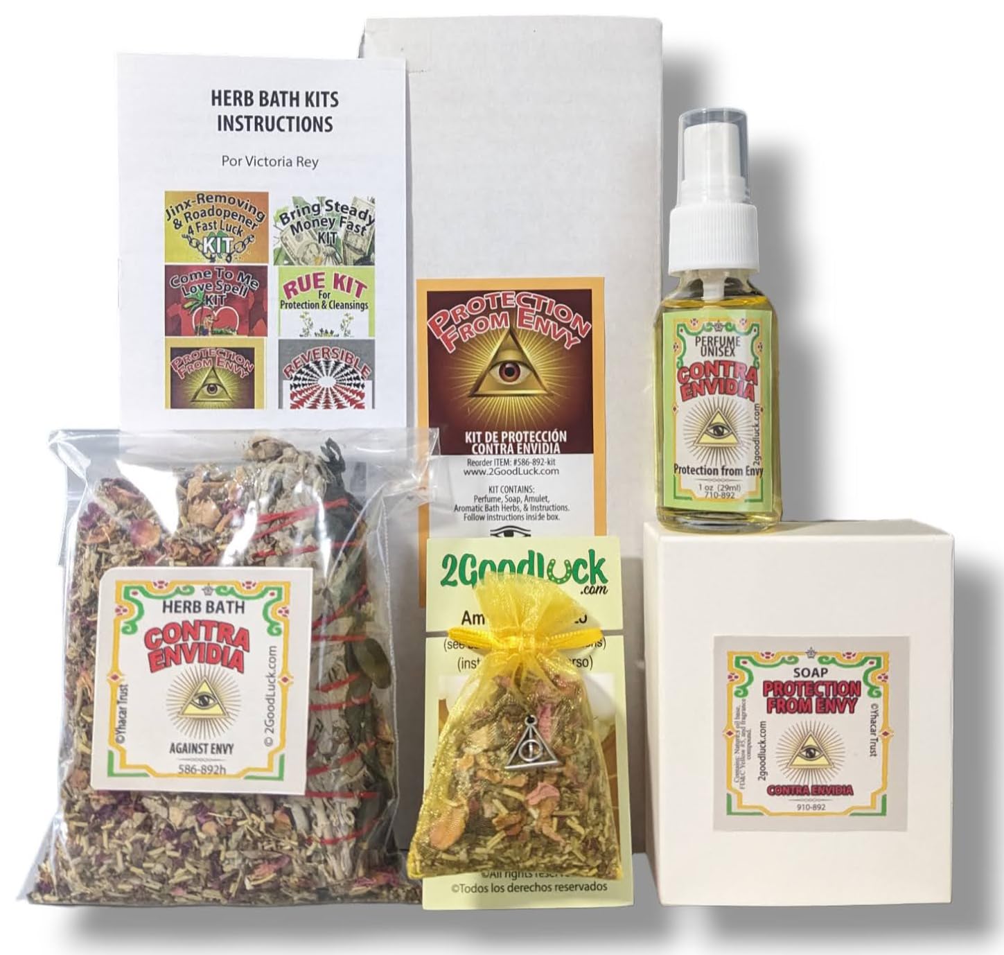 Victoria Rey Protection From Envy Kit w/Perfume for Rituals & Spells. Kit de Protección Contra Envidia c/Perfume Para Rituales Y Magia
