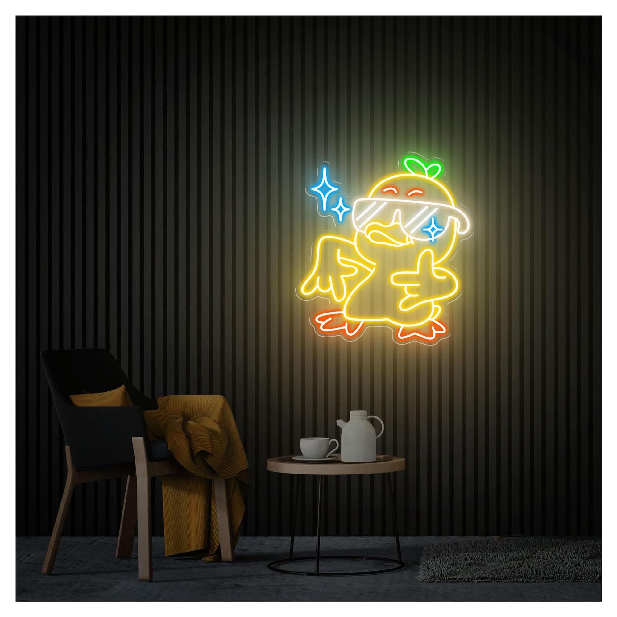 RONGCH Hanging Art Signs Rock Duck Neon Sign,Suitable for Bedroom Wall Decor with Dimmable 46cmx50cm(F)
