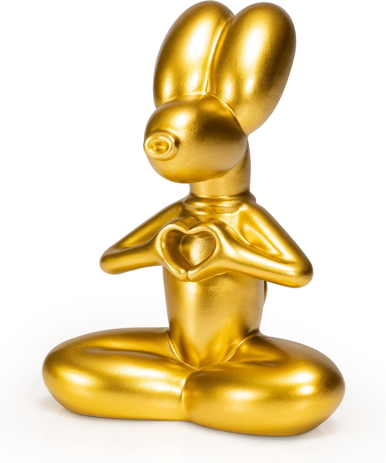 Small Resin Heart Hand Balloon Dog Statue for Home Shelf Desk Office Decor