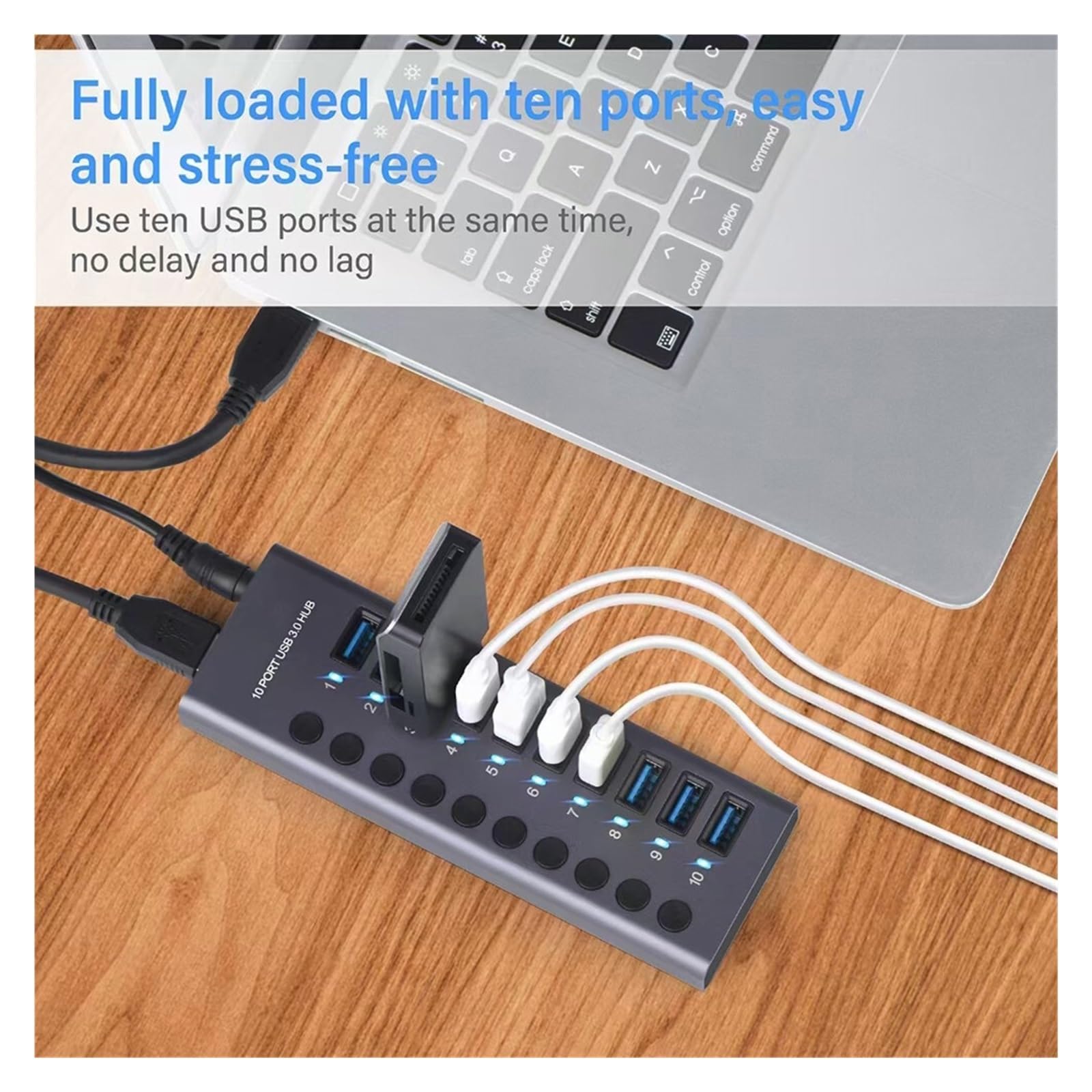 Przełącznik Gniazda Koncentratora USB 3.0 4/7/10 Koncentrator Portów Multi-tap Wieloportowa Stacja Dokująca Ładowarka Wielokrotny Zasilacz Typu C MożLiwość Szybkiego łAdowania(7USB)