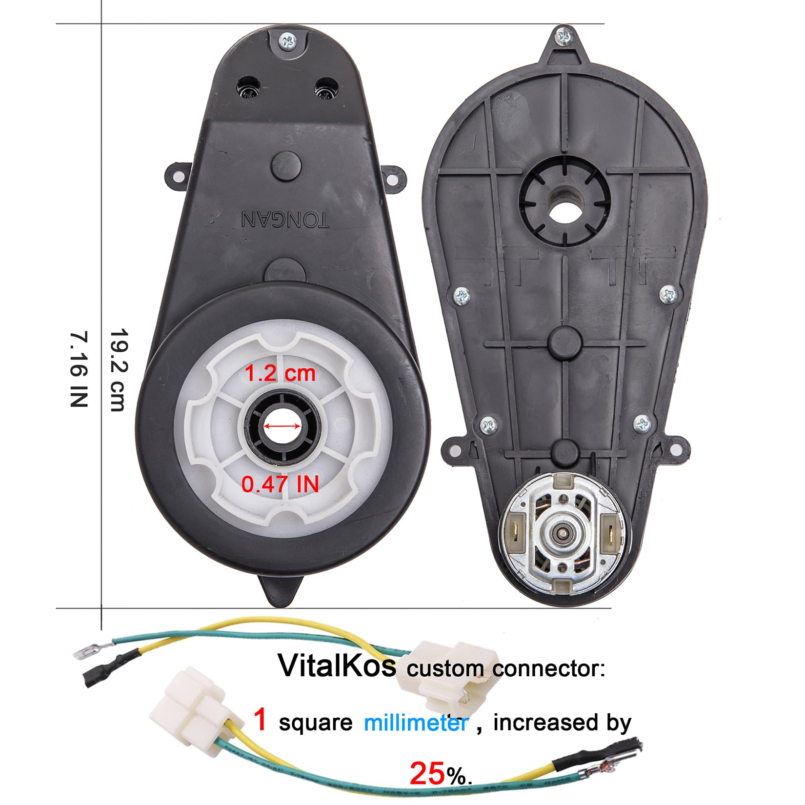 VitalKos 2 Pcs 24V RS555 Enhanced Gearbox, 40000RPM Motor Replacement for 24 Volt UTV Big Kids Ride On Car Motorcycles High Speed Two Seaters for Big Children Jeep SUV Car Accessories