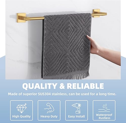 Miniatura 7 de Suyar SUS304 - Toallero de baño de acero inoxidable SUS304 de 24 pulgadas, toallero montado en la pared, cromo pulido