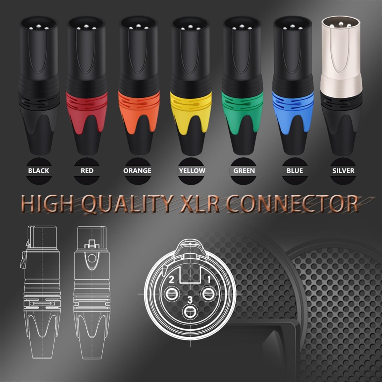 10 Sets 3-polige XLR-Buchse + Stecker, professionelle 3-polige XLR-Buchse, Mikrofonstecker (10 x M, 10 x F-Mix-B)