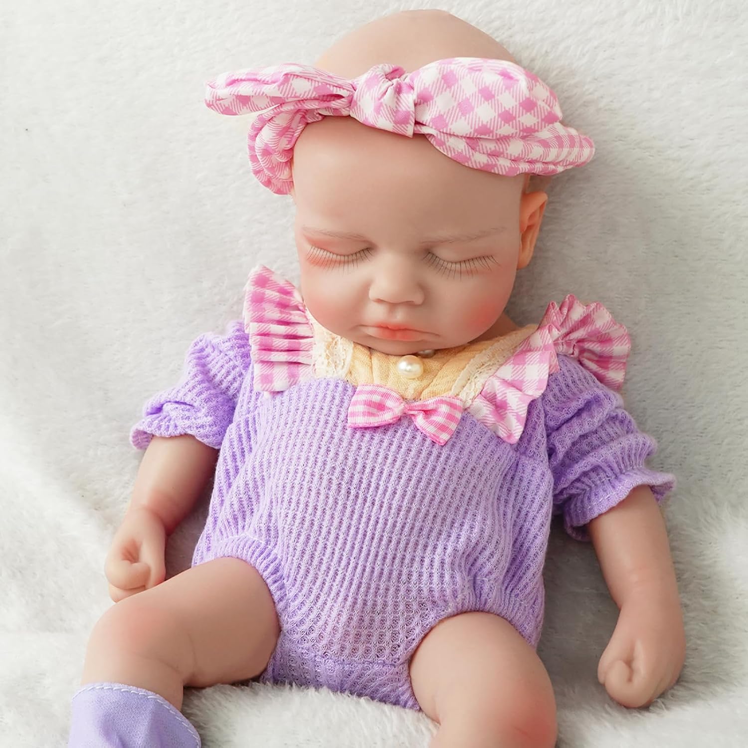 12 in Full Silicone Reborn Baby Dolls, 1:1 Lifelike Newborn Dolls Non Vinyl Realistic Reborn Toddler Dolls Boy Washable Sleeping Doll