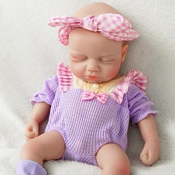 12 in Full Silicone Reborn Baby Dolls, 11 Lifelike Newborn Dolls Non Vinyl Realistic Reborn Toddler Dolls Boy Washable Sleeping Doll