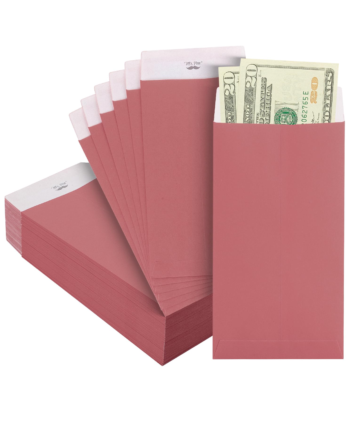 Mr. Pen- Money Envelopes for Cash, 100 Pack, 6.5" x 3.5", Red Clay Cash Envelopes, 100 Envelopes Money Saving Challenge, Money Saving Envelopes, Small Envelopes for Money Envelopes for Cash Budgeting