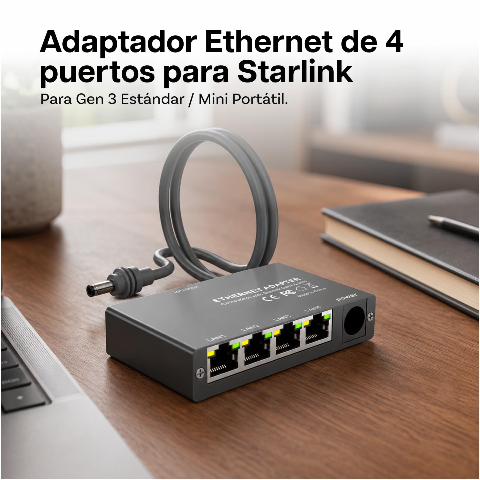 Adaptador Ethernet de 4 Puertos Gigabit para Starlink Mini y Gen 3 de MMOBIEL – Switch Ethernet RJ45 1 a 4, Divisor Ethernet 1000Mbps con Cable 0.5m – para RV, Barco, Oficina en Casa y Gaming