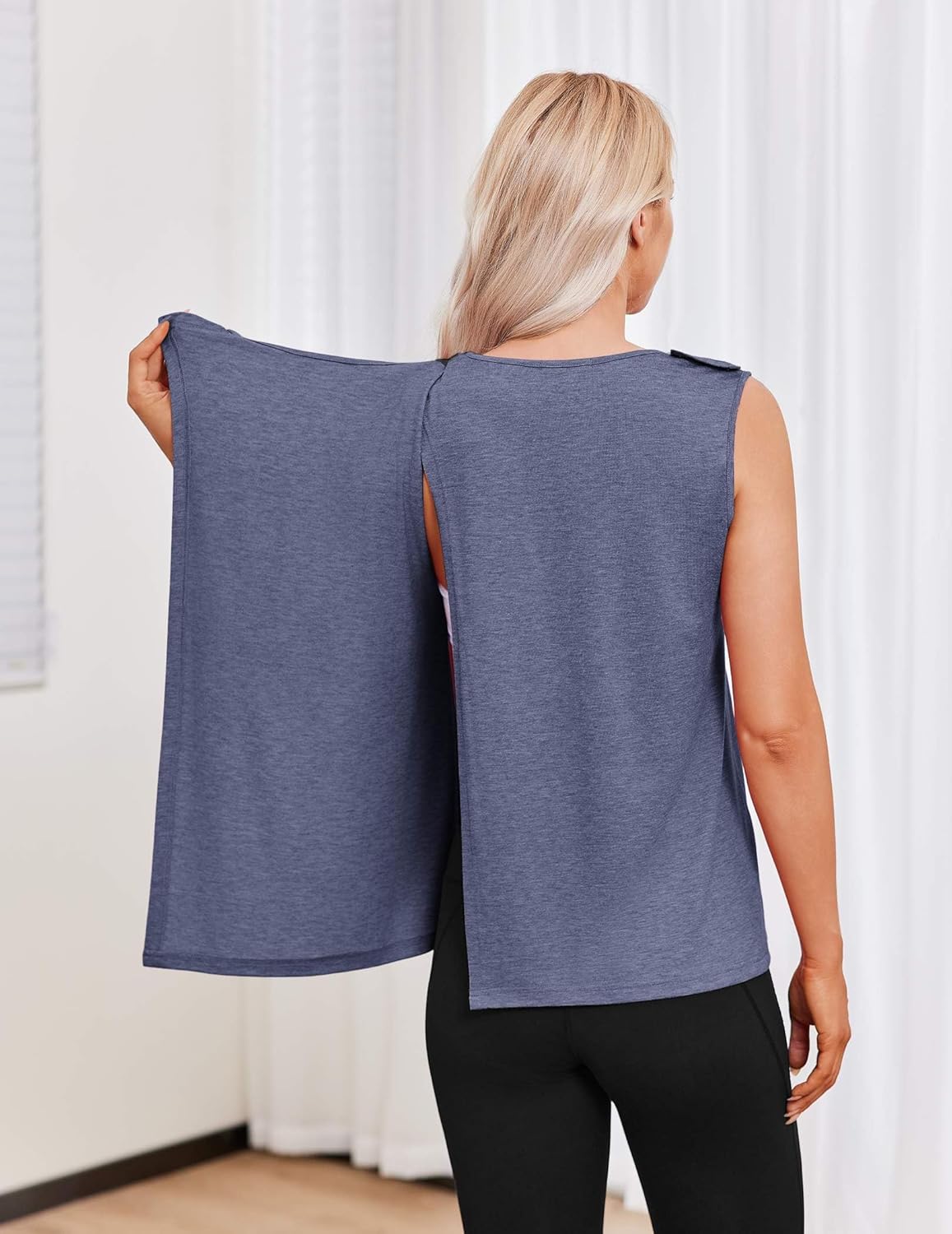Deyeek Post Surgery Shirts for Women Shoulder Snap Tear Away Open Back Hospital Tank Tops Sleeveless Adaptive Clothing - Image 8