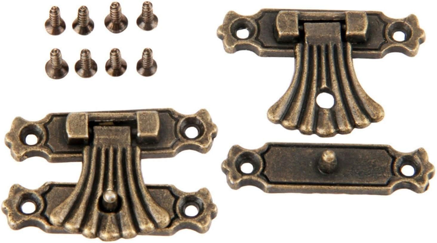 Hasp,2Pcs Antique Bronze Jewelry Wooden Box Case Toggle Hasp Latch Vintage Hardware Furniture Accessories with Screws 37 * 27mm