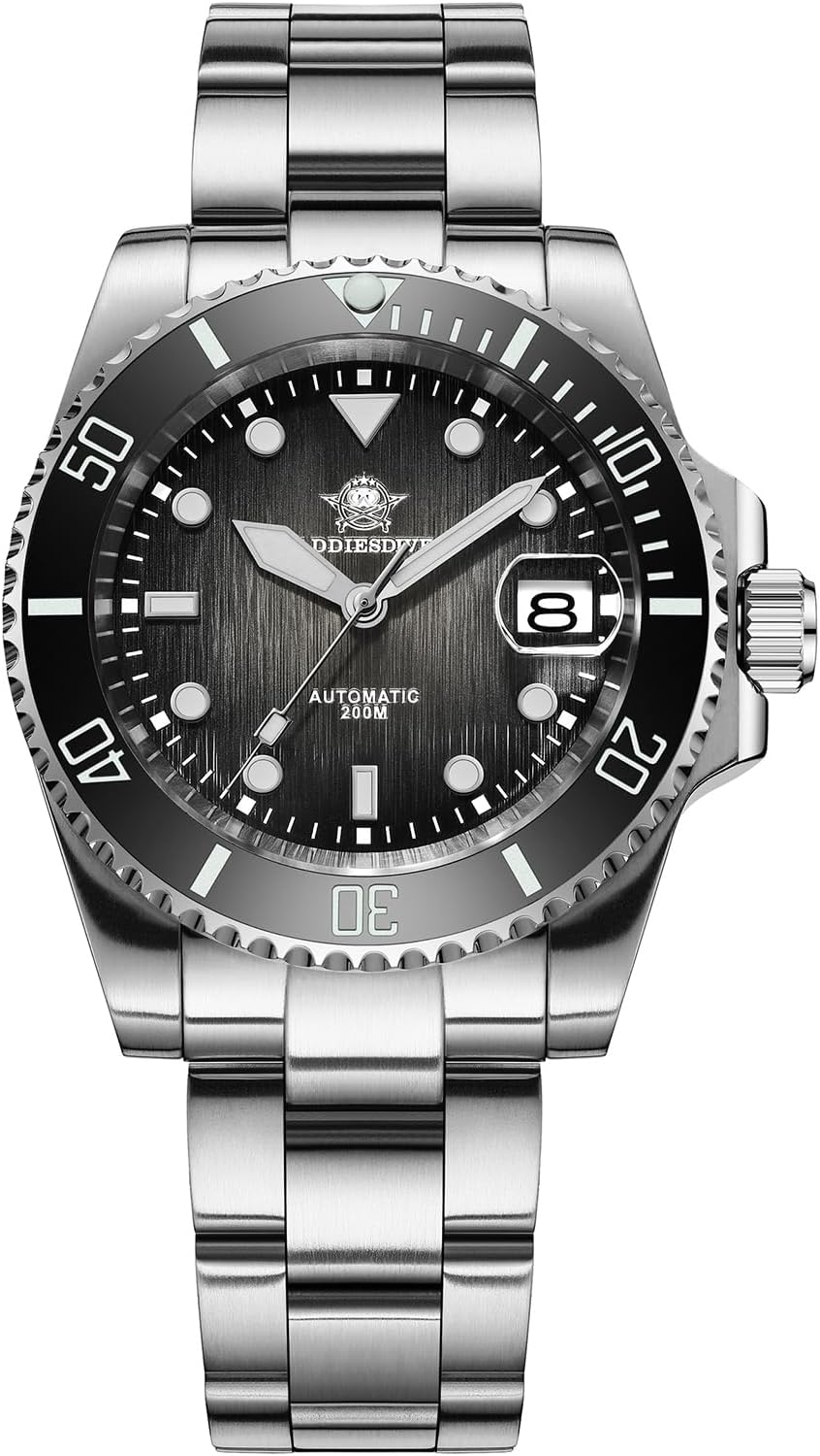 ADDIESDIVE Men's Automatic Diving Watch BGW9 Sapphire Crystal NH35/8215 Movement Mechanical Watches Waterproof 200m Men's Analog Watch Stainless Steel Strap